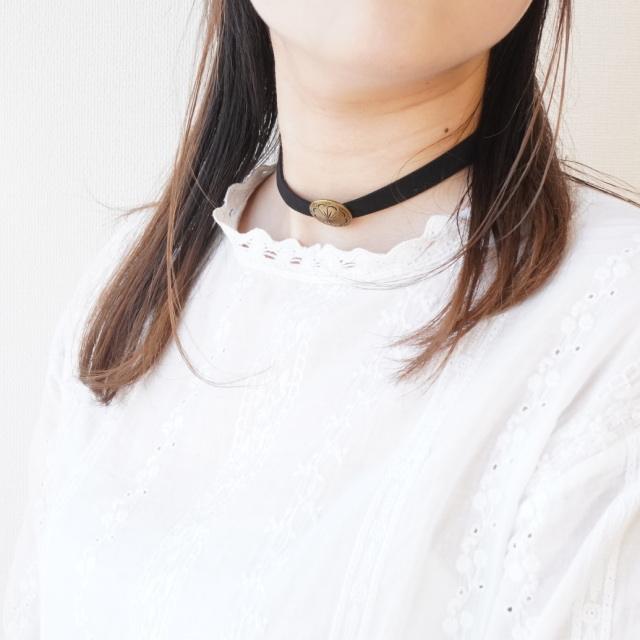 ネックレス チョーカー コンチョ 花 コイン ビンテージ ゴールド 