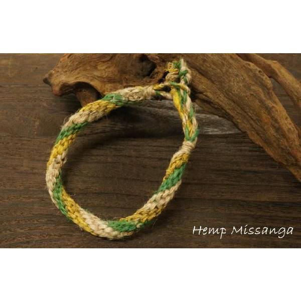 ジャマイカンカラー 黄、緑の2色ヘンプ（麻）ミサンガ プロミスリング
