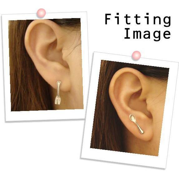 シルバーピアス ミニチュア フォーク スプーン ピアス 食器 (a-7-1