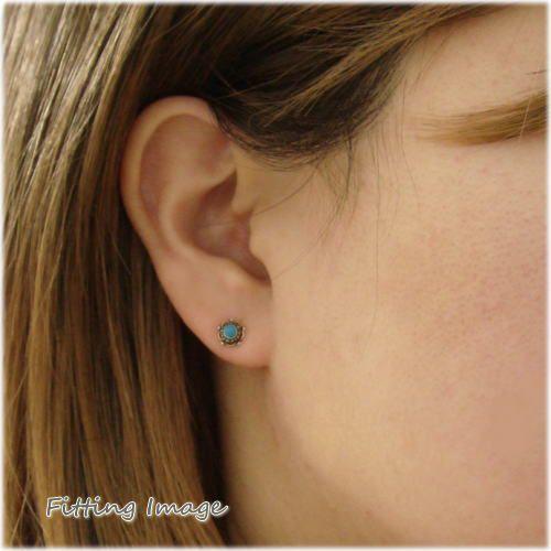 シルバーピアス お花 エスニック ターコイズ カラー スタッドピアス