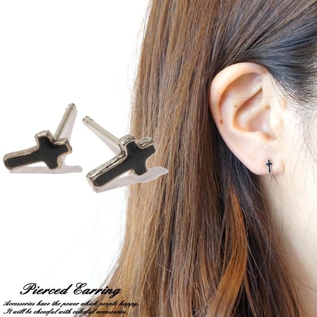 silver925 ピアス クロス シルバー925 silver925 ピアス クロス 十字架 ブラック 黒 プチ