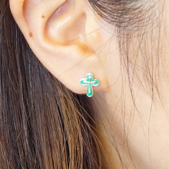 silver925 ピアス クロス シルバー925 silver925 ピアス 十字架 クロス カラフル 縁取り プチ