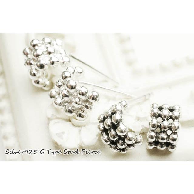 レディース ピアス シルバー925 丸玉が3つ連なったのG型のスタッド
