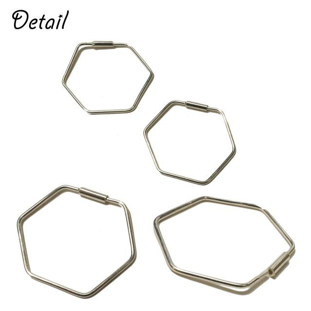 シルバーピアス シンプルな六角形のフープピアス ループ レディース
