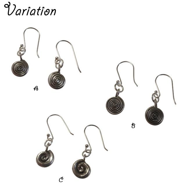 シルバーピアス 渦巻き ぐるぐる くるくる 蚊取り線香 かたつむり