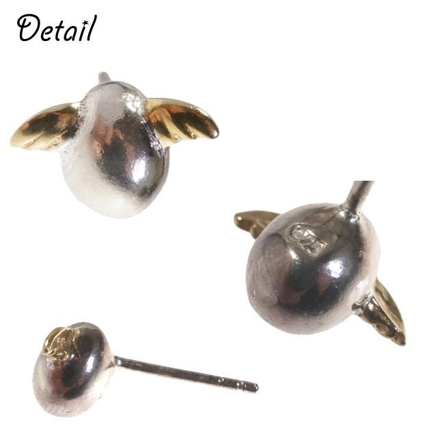 シルバーピアス 羽 羽根 フェザー 卵 たまご シルバー925 silver925