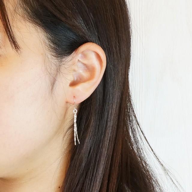 シルバーピアス フリンジ 3連 スエッジチェーン シルバー925 silver925