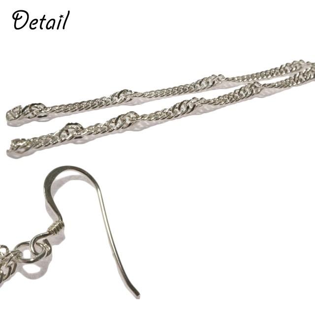 新品 送料無料　14金メッキ ポストシルバー925 天然石 ロングピアス シルバー925 silver925 ピアス 喜平チェーン キヘイチェーン 2連
