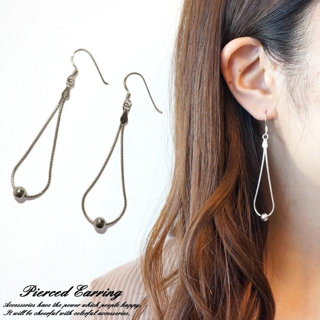 シルバー925 silver925 ピアス スネークチェーン シャカ玉 丸球 