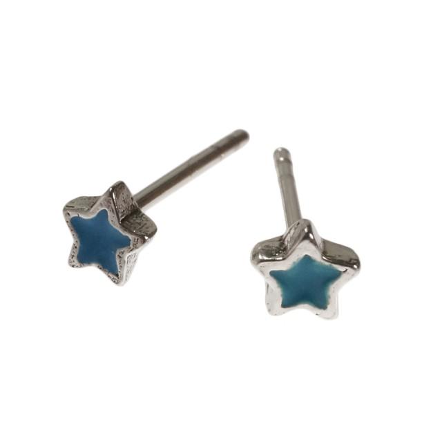 シルバーピアス シルバー925 星 スター ブルー 青 シンプル 小さめ 