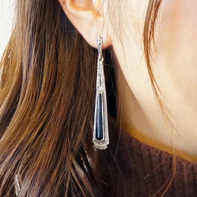 シルバーピアス シルバー925 細長 三角 トライアングル エスニック