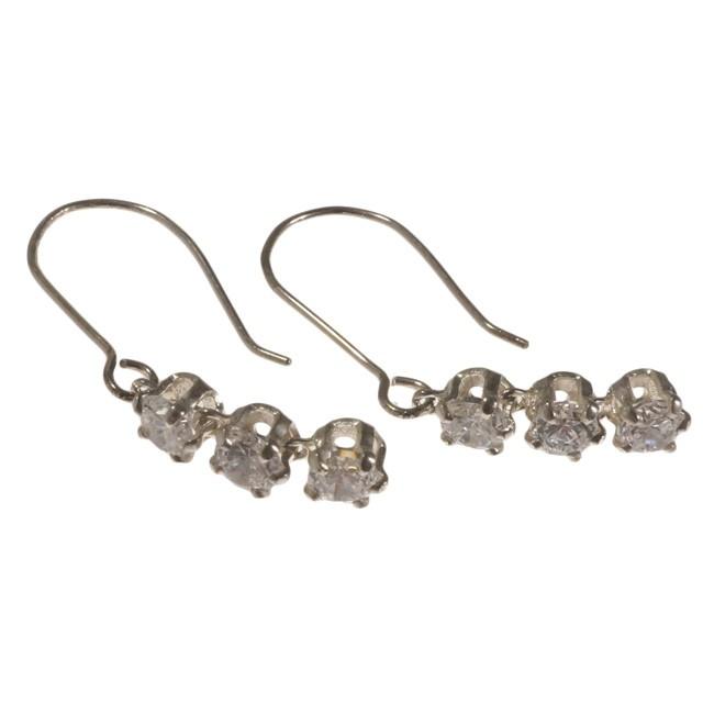 シルバーピアス キュービックジルコニア 3粒 3連 シンプル シルバー925