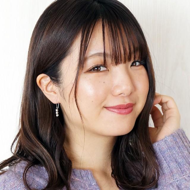シルバーピアス キュービックジルコニア 3粒 3連 シンプル