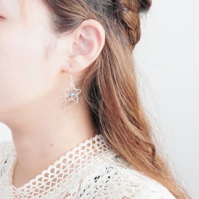 シルバーピアス フックピアス 星 スター ドリームキャッチャー