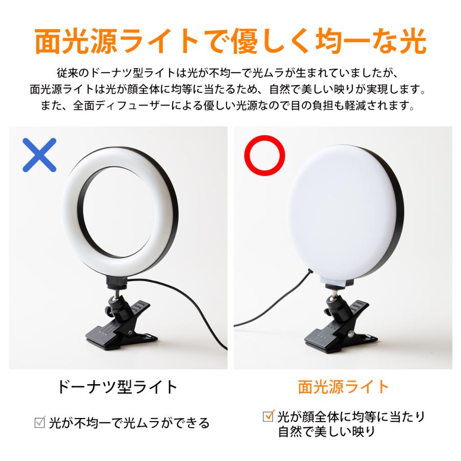 LEDリングライト クリップ 卓上 16cm 女優ライト スマホ zoom リモート