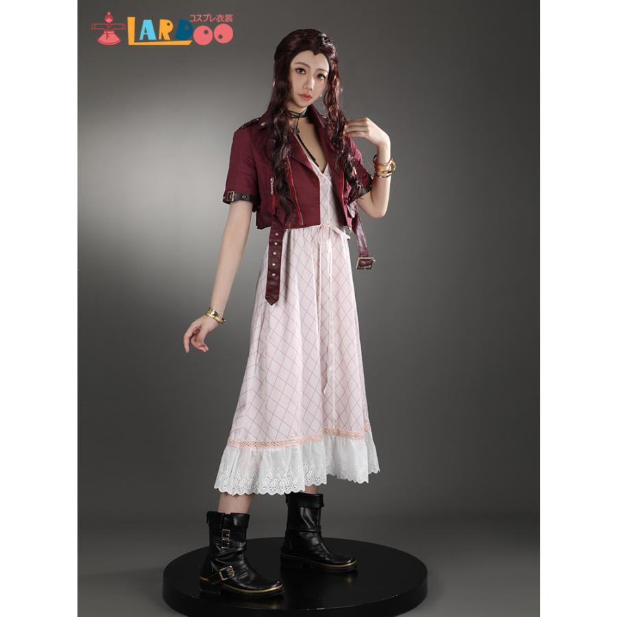 FF7 ファイナルファンタジーVII エアリス・ゲインズブール Final FantasyVII Aerith Gainsborough コスチューム コスプレ衣装/靴「5337」｜lardoo-store｜02