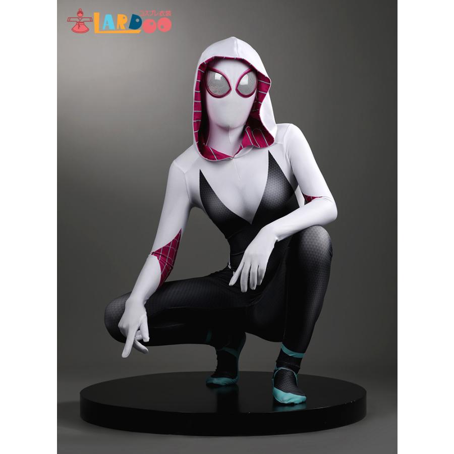 スパイダーマン: スパイダーバース グウェン・ステイシー Spider-Man Spider-Gwen ジャンプスーツ コスチューム コスプレ衣装 cosplay｜lardoo-store｜06