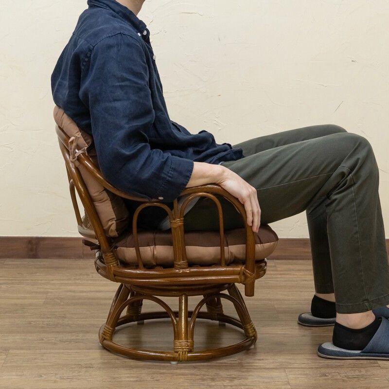 ラタン リバーシブル回転座椅子 1脚 BR/HN サカベ 座椅子 東京 ラタン リバーシブル回転座椅子 1脚 BR/HN サカベ 座椅子 東京