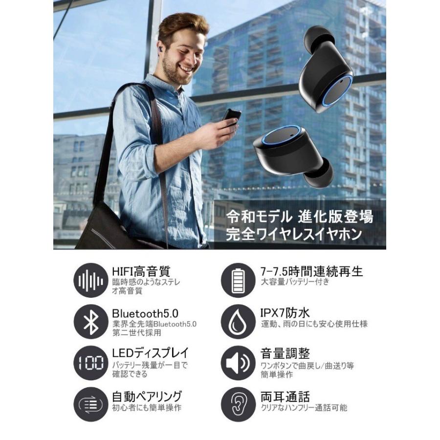 イヤホン ワイヤレス bluetooth5.0 ブルートゥースイヤホン カナル型 