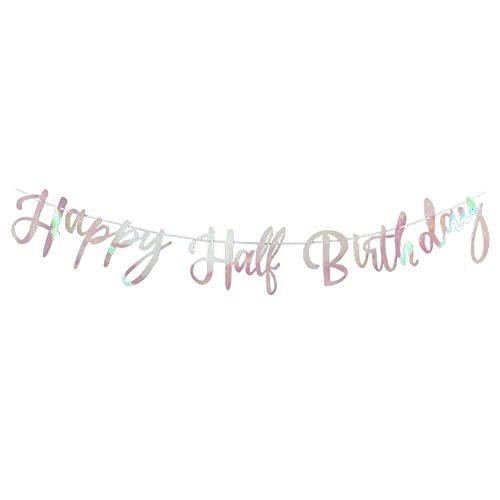 Largetreeregalo ハーフバースデー レターバナー ガーランド 飾り ハッピーバースデー Happy Half Birthday 筆記体 アルファベット 新作人気モデル