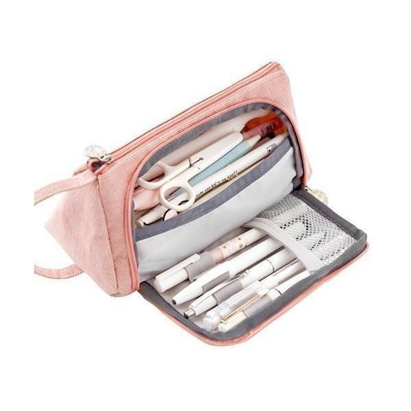 ペンケース おしゃれ 大容量 筆箱 化粧ポーチ シンプル 大きめ ピンク 小物入れ 見やすい かわいい 小学校 小学生 中学生 高校生 ダブルファスナー 女子 C Fk105 105 Largo Yahoo 店 通販 Yahoo ショッピング