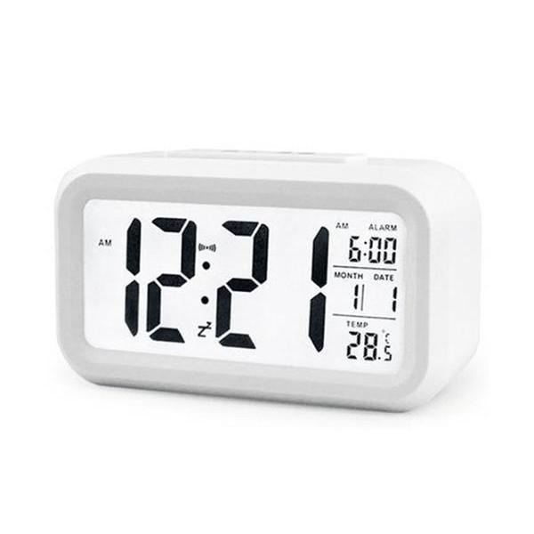 目覚まし時計 置時計 おしゃれ デジタル ライト 時計 ホワイト 温度計 多機能 C 激安価格と即納で通信販売 シンプル ブランド品専門の 見やすい