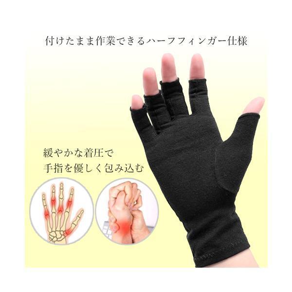 着圧 指なし 手袋 作業用 サポーター 腱鞘炎 S 関節炎 ケア サポート 黒