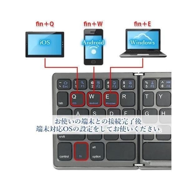 キーボード Bluetooth ワイヤレス 無線 折りたたみ 三つ折り タッチパッド搭載 薄型 コンパクト 充電式 ブラック ((S｜largo1991｜06