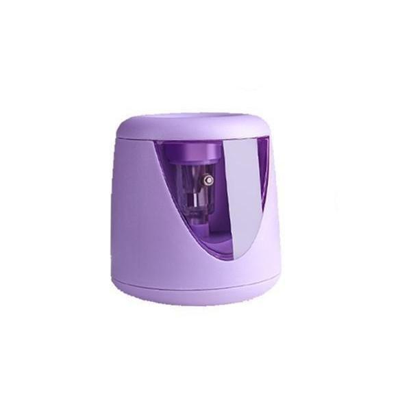 鉛筆削り 電動 鉛筆削り器 コンパクト えんぴつ削り 鉛筆 乾電池 軽量 小型 シャープナー 滑り止め おしゃれ パープル C 67 以上節約