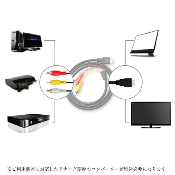 HDMI A M TO RCA3 変換ケーブル 単方向 金メッキ デジアナ変換なし コンポーネントケーブル テレビ ビデオ端子 1.5m ((S｜largo1991｜04