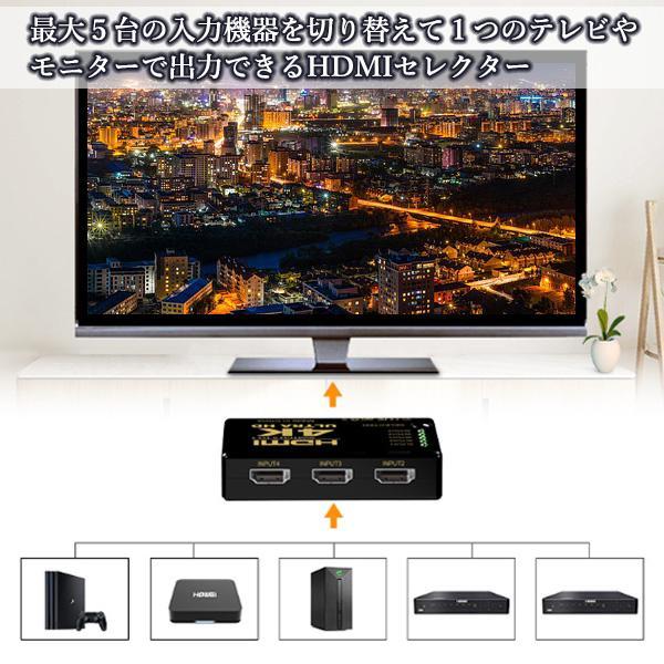 HDMI セレクター 5入力1出力 4K 2K FHD対応 3D映像対応 分配器 切替器