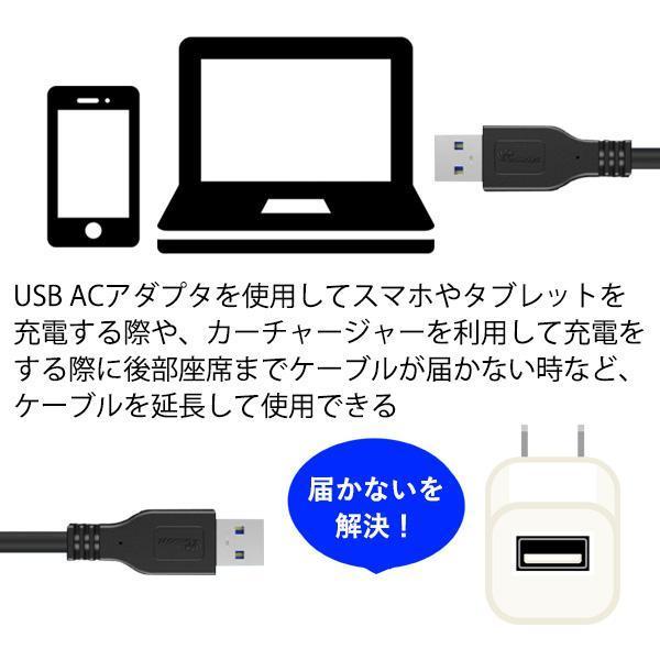 2個セット USB3.0 延長ケーブル 1m オス/メス USBケーブル 延長 ((S｜largo1991｜03