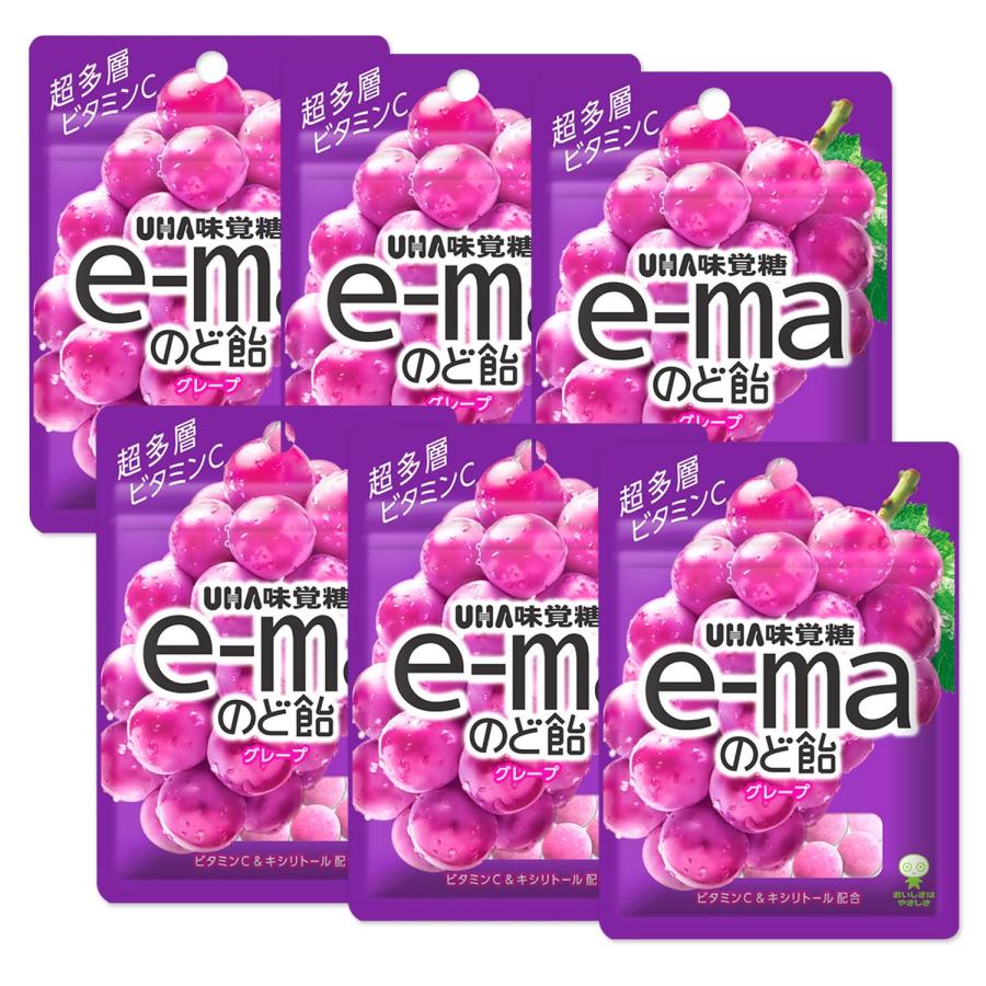 UHA味覚糖 6個セット e−ma のど飴袋 グレープ 50g : LARGO Yahoo!店