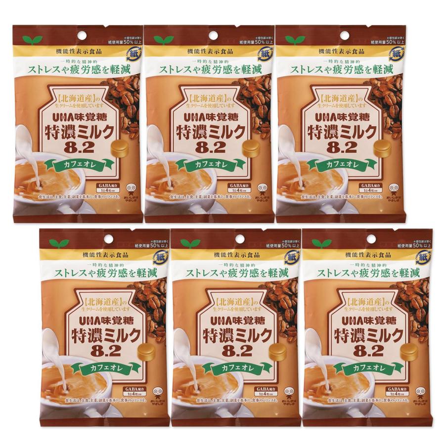 UHA味覚糖 6個セット 特濃ミルク8.2 カフェオレ 93g : LARGO Yahoo!店