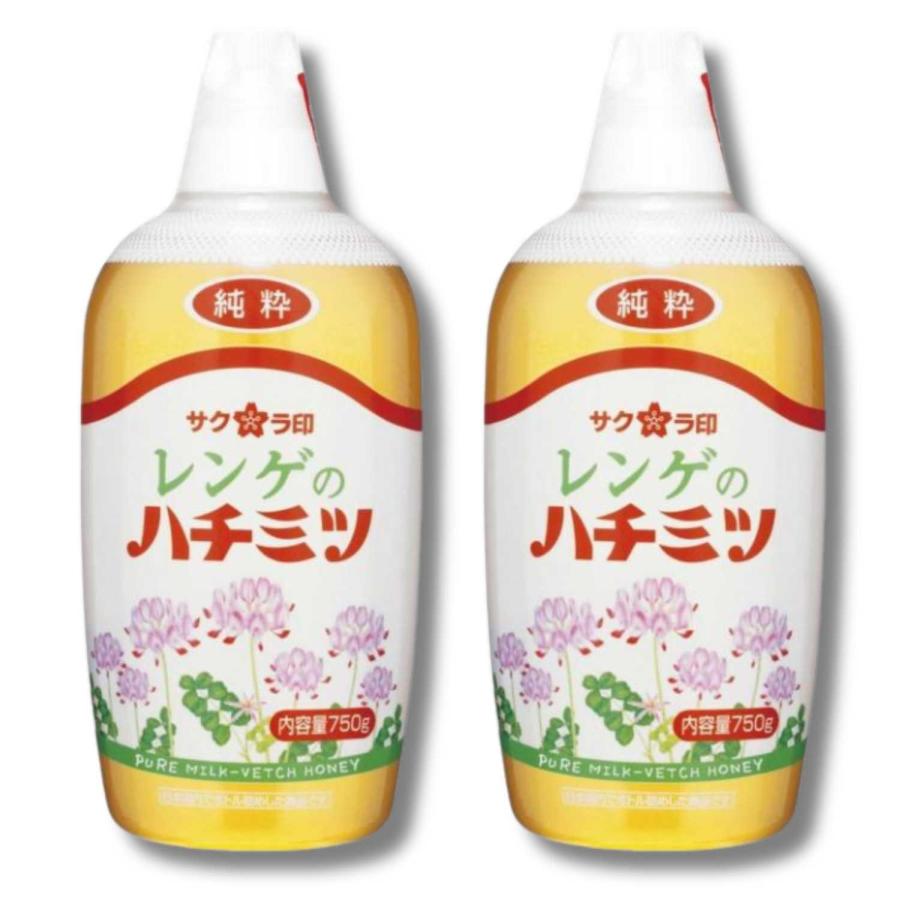 サクラ印 2個セット 加藤美蜂園 純粋レンゲハチミツ 750g : LARGO