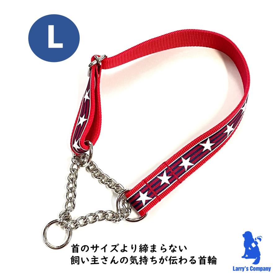 スター＆ストライプ 大型犬用 Lサイズ ハーフチョークとリードのセット
