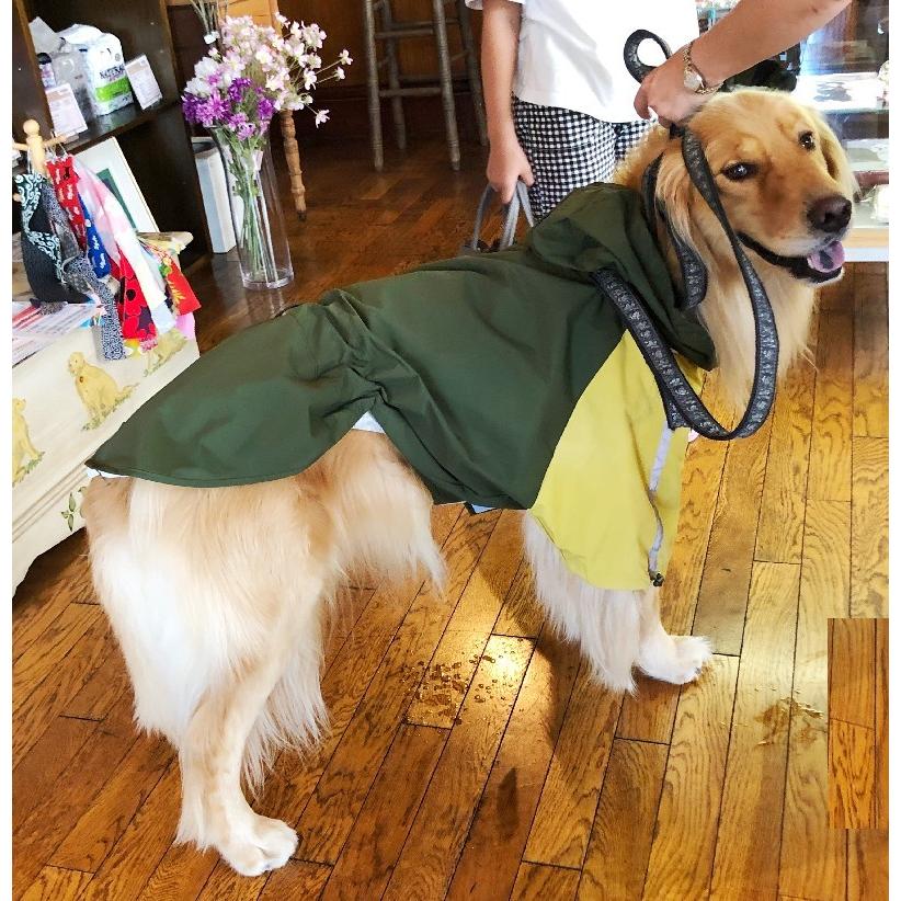 4L レトリバーサイズのレインコート 大型犬レンコート素早く着せれる犬