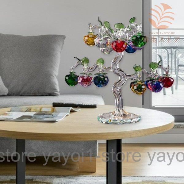クリスタルアップルツリーガラスりんご風水工芸品家の装飾置物クリスマス新年の贈り物お土産の装飾装飾家の装飾 lar10016667225f52  ラルゴ 通販 