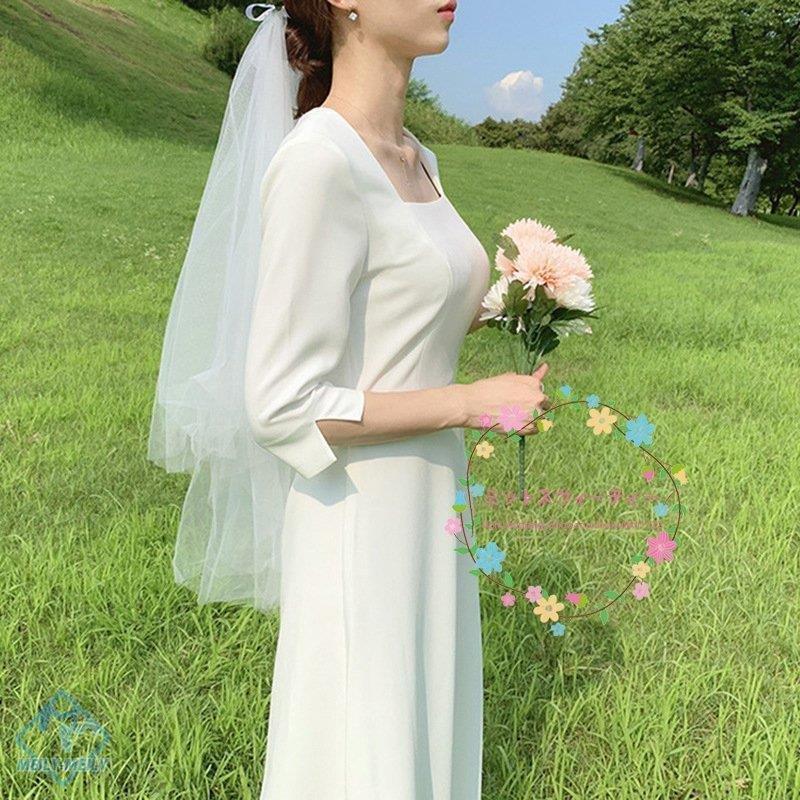 ウエディングドレス カジュアル ナチュラル 安い 花嫁 ドレス ウェディングドレス ワンピース ビーチフォト後撮り ブライダル 袖あり ａライン 二次会 Larcd ラルゴ 通販 Yahoo ショッピング