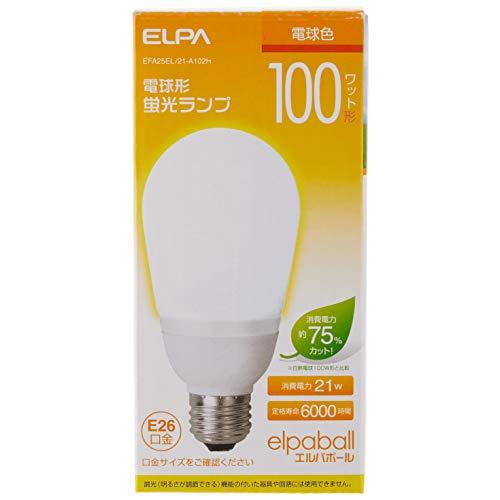 ELPA 電球形蛍光ランプ 100W形 口金直径26mm 電球色 EFA25EL/21-A102H｜lasantalease｜02