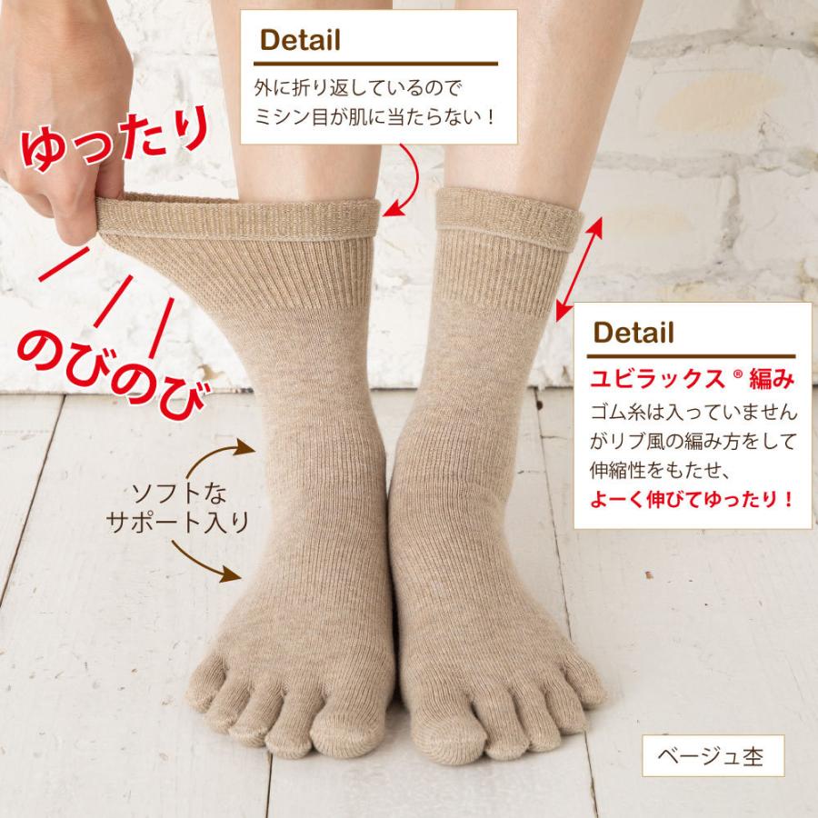 5本指ソックス クルー 22-24cm 24-26cm 締め付けない 抗菌防臭 10033 ユビラックス はき口ゆったり レディース メンズ 五本指 靴下 日本製 LASANTE |  | 06