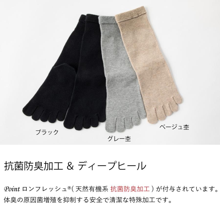 5本指ソックス クルー 22-24cm 24-26cm 締め付けない 抗菌防臭 10033 ユビラックス はき口ゆったり レディース メンズ 五本指 靴下 日本製 LASANTE |  | 07