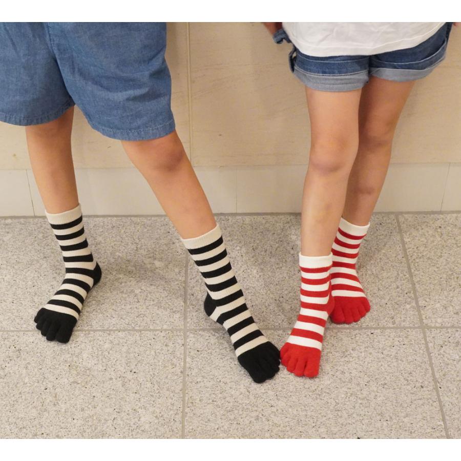 5本指ソックス 16-18cm 19-21cm クルー 10263 ボーダー KIDS キッズ 五本指 靴下 子供 日本製 LASANTE |  | 14