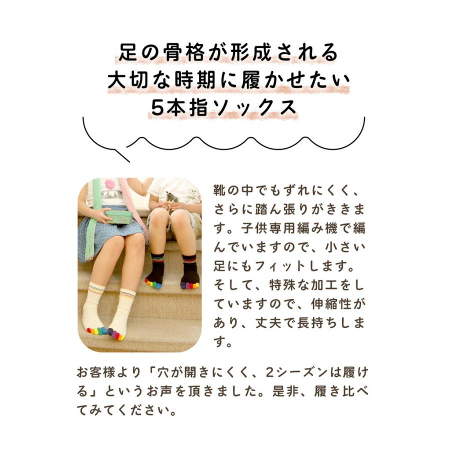 5本指ソックス 16-18cm 19-21cm クルー 10263 ボーダー KIDS キッズ 五本指 靴下 子供 日本製 LASANTE |  | 06