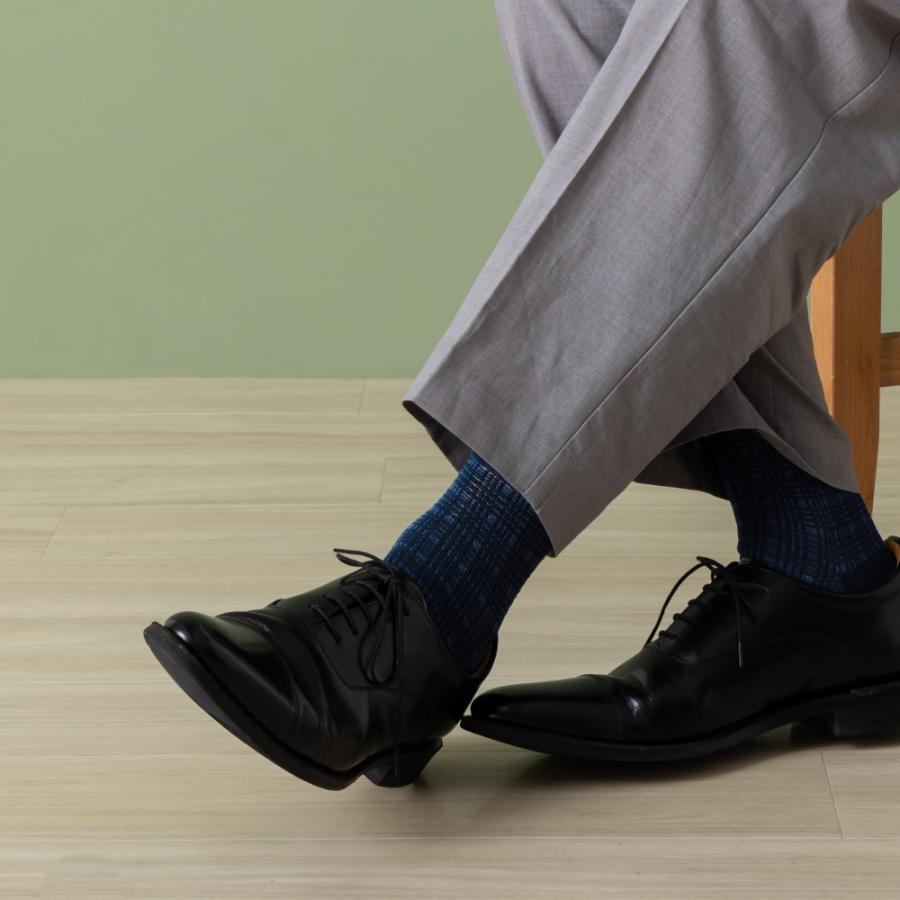 5本指ソックス クルー 24-26cm 薄手 ビジネスチェック柄 10593 五本指 靴下 日本製 LASANTE |  | 04