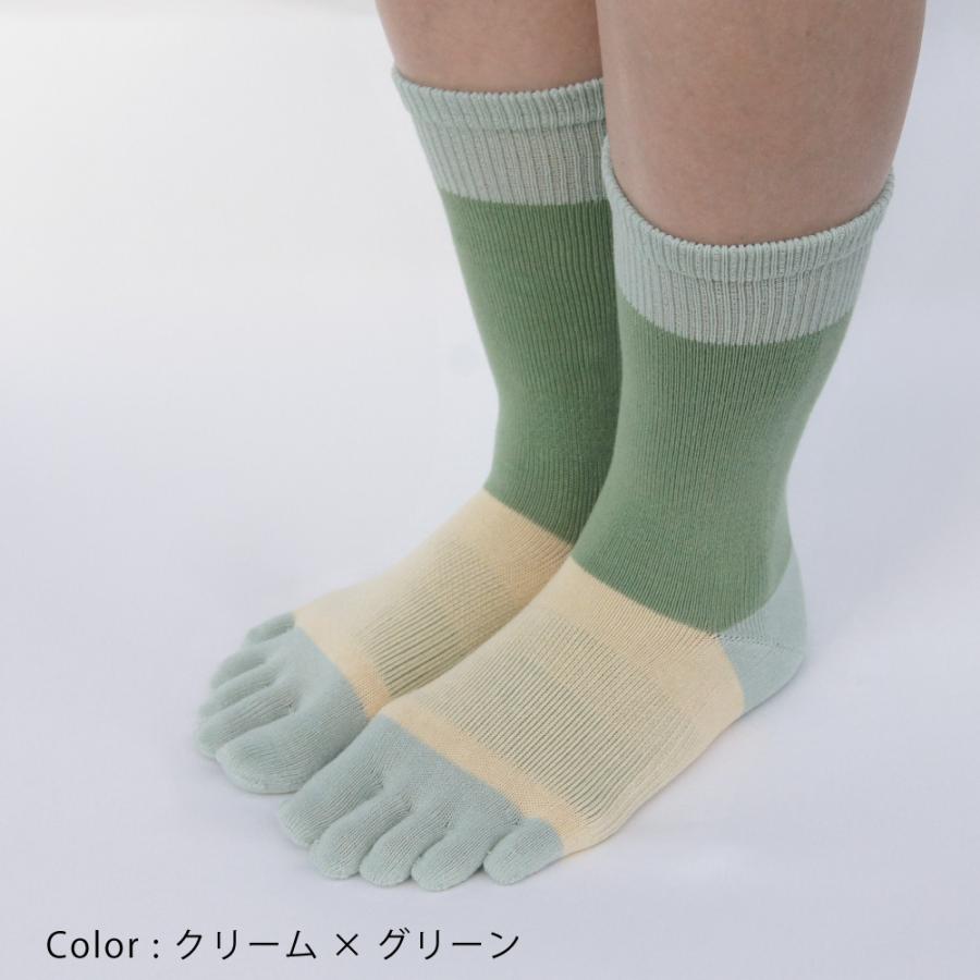 5本指ソックス クルー 22-24cm 外反母趾 抗菌防臭 10693 ユビラックス スリーカラーズ カラフル サポート  レディース 五本指 靴下 日本製 LASANTE |  | 19
