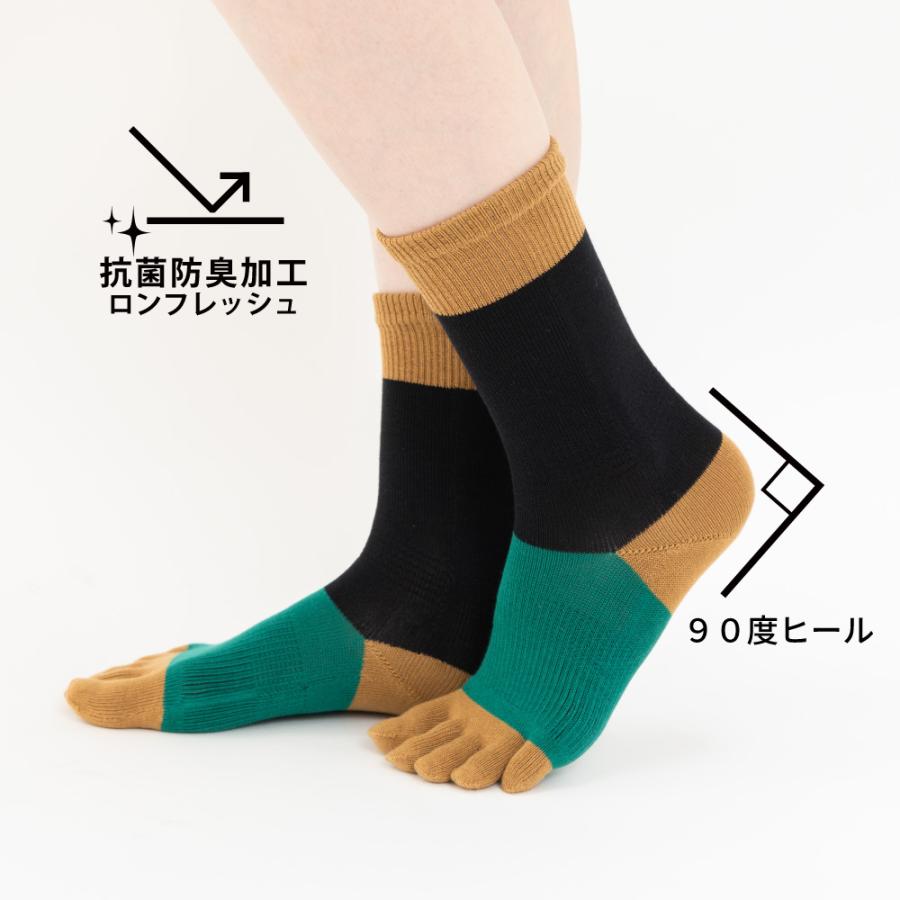 5本指ソックス クルー 22-24cm 外反母趾 抗菌防臭 10693 ユビラックス スリーカラーズ カラフル サポート  レディース 五本指 靴下 日本製 LASANTE |  | 21
