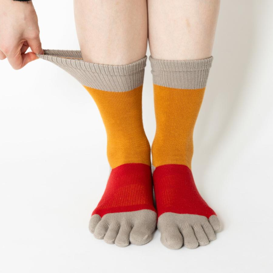 5本指ソックス クルー 22-24cm 外反母趾 抗菌防臭 10693 ユビラックス スリーカラーズ カラフル サポート  レディース 五本指 靴下 日本製 LASANTE |  | 25