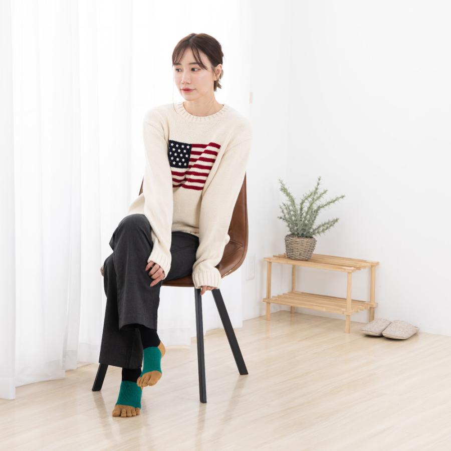 5本指ソックス クルー 22-24cm 外反母趾 抗菌防臭 10693 ユビラックス スリーカラーズ カラフル サポート  レディース 五本指 靴下 日本製 LASANTE |  | 11