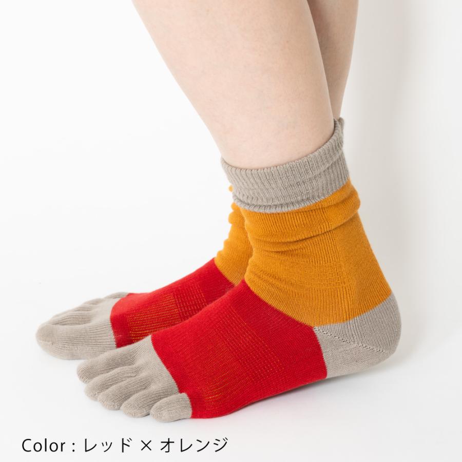 5本指ソックス クルー 22-24cm 外反母趾 抗菌防臭 10693 ユビラックス スリーカラーズ カラフル サポート  レディース 五本指 靴下 日本製 LASANTE |  | 16